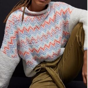 Anthropologie Pilcro Selene Turtleneck Oversized Chevron Design Sweater Small